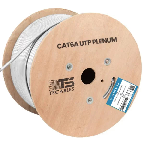 Cat6a Plenum Cable | Unshielded Twisted Pair | White | 1000 Ft

