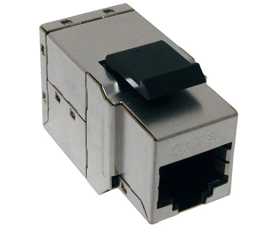 SHIELDED CAT6A RJ45 INLINE COUPLER, MIG+, SNAP-IN W/KEYSTONE LATCH - Delco Cables