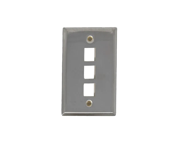 STAINLESS STEEL KEYSTONE WALL PLATE, SINGLE-GANG – UP TO 6 PORTS - Delco Cables