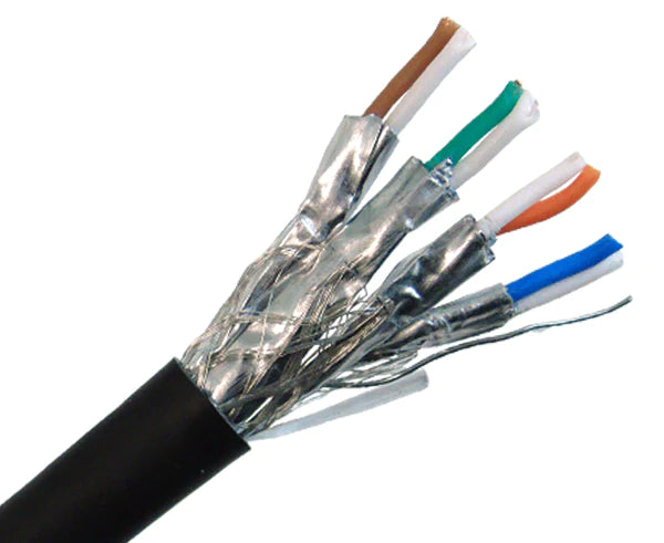 CAT7A BULK ETHERNET CABLE, 10G INDOOR/OUTDOOR DUAL SHIELDED SOLID COPPER S/FTP, 23 AWG 1000FT - Delco Cables