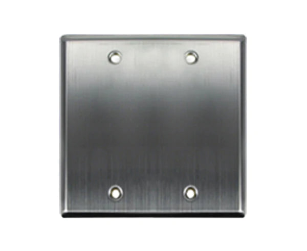 STAINLESS STEEL KEYSTONE WALL PLATE, DOUBLE-GANG – BLANK, 4 PORT, 6 PORT, 12 PORT - Delco Cables