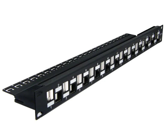 SHIELDED BLANK KEYSTONE NETWORK 24-PORT PATCH PANEL, 1U HIGH DENSITY RACK MOUNT - Delco Cables
