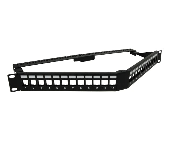 BLANK ANGLED 24-PORT PATCH PANEL, 1U HIGH DENSITY RACK MOUNT - Delco Cables