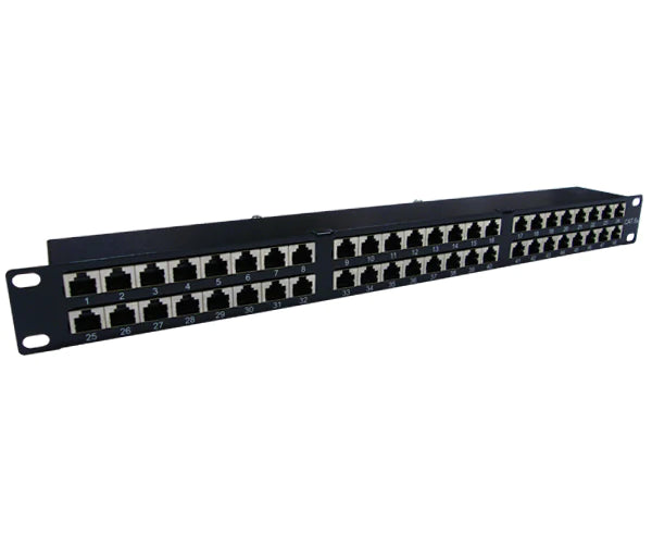 SHIELDED CAT6A NETWORK 48-PORT PATCH PANEL, 1U SERVER RACK MOUNT - Delco Cables