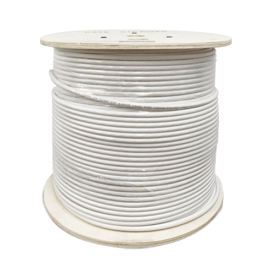 CAT6 PLENUM SHIELDED (STP) PURE COPPER – 1000 FT ETHERNET CABLE WHITE - Delco Cables